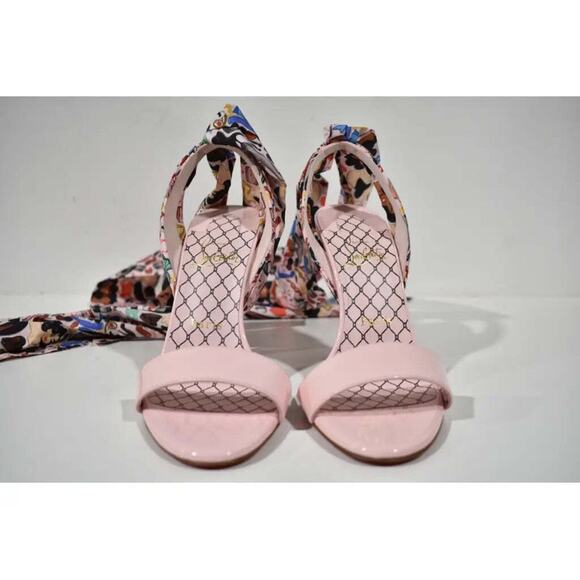 Christian Louboutin Fetish Du Desert 100 Pink Lace Up Tie Sandal Heel Pump 38 - Picture 5 of 11